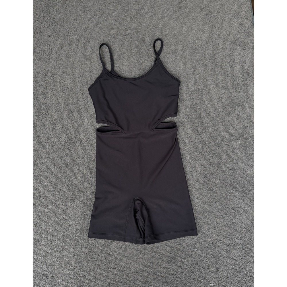 Old Navy Active Powersoft Cut-out Biker Short Bodysuit Black XS Built-in Bra